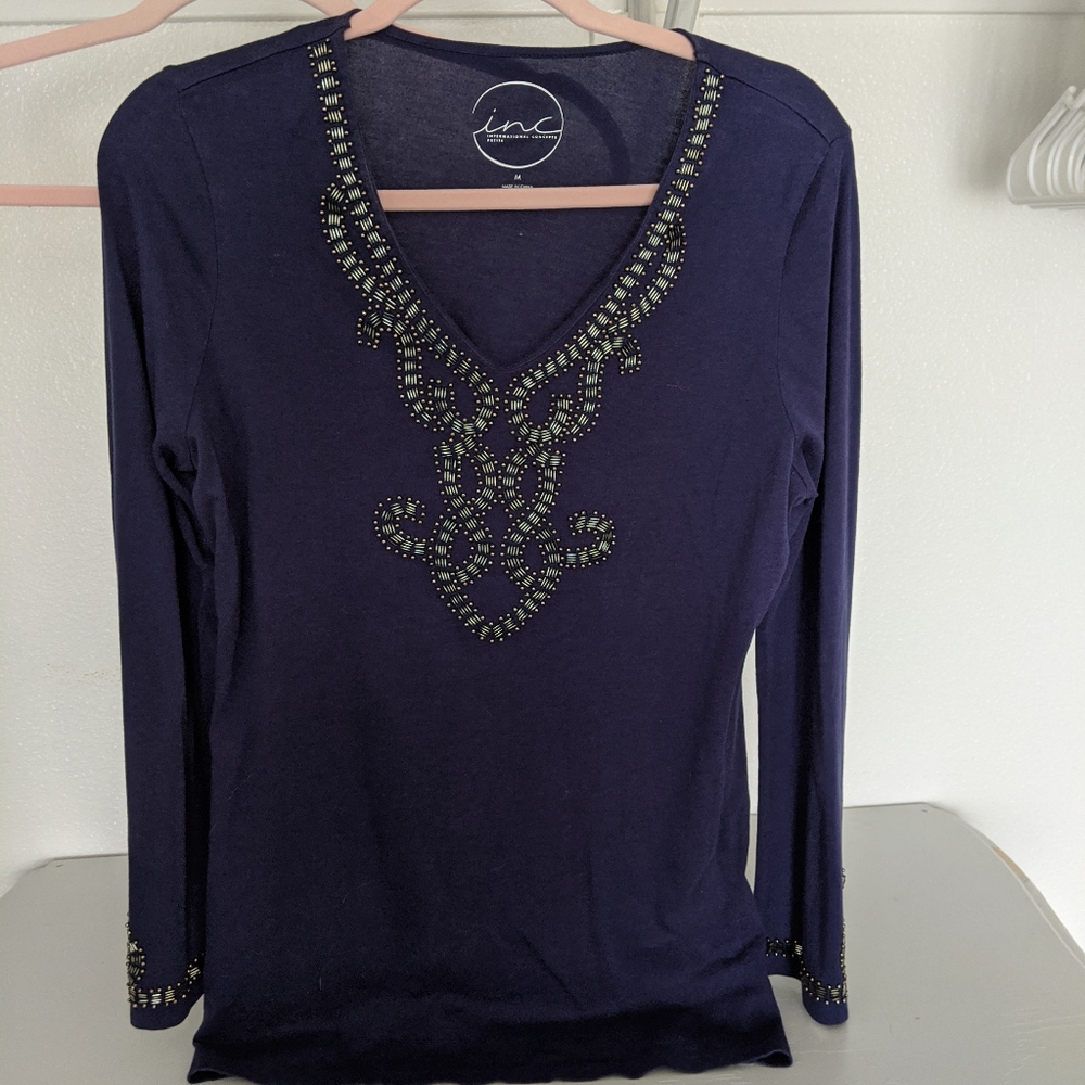 Inc tunic deep purple blue with embellishments